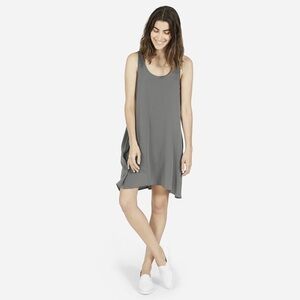 Everlane silk tank dress with pockets, silver grey, xs